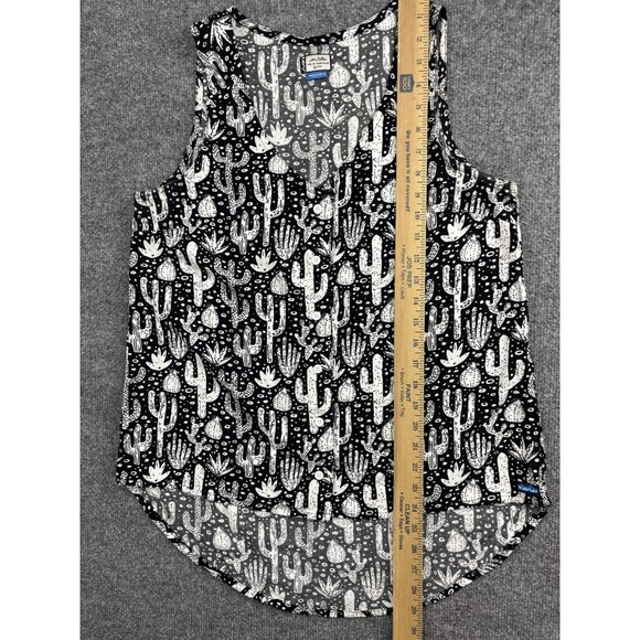 KAVU Shirt Womens Medium Black White Cactus Print Sleeveless Tank Top Blouse - Picture 4 of 7